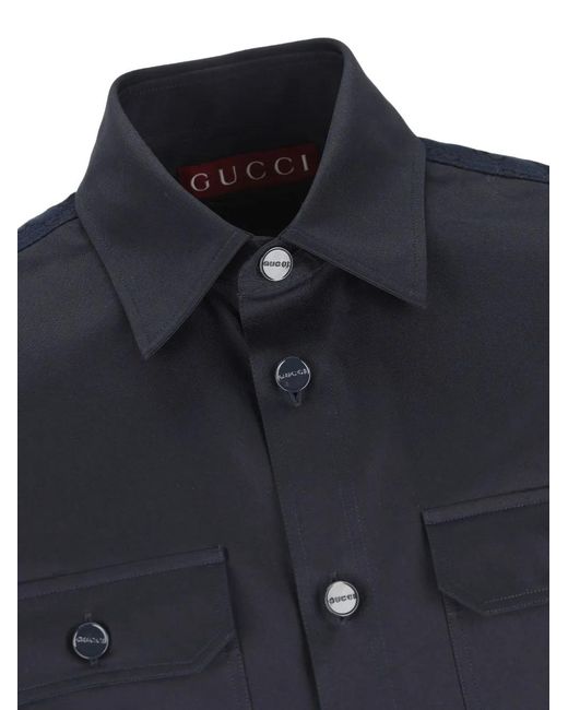 Gucci Blue Monogram-button Shirt for men