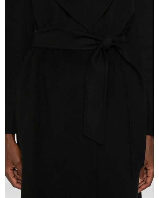 Max Mara Black Belted Wide-Lapel Coat