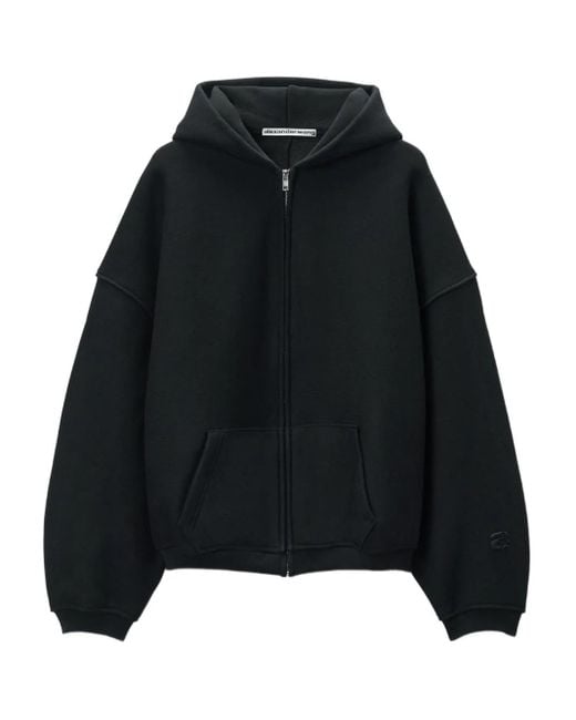 Alexander Wang Black Puff Logo Zip-Up Hoodie for men
