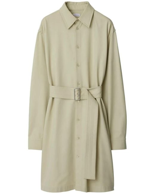 Burberry Natural Belted Cut-Out Shirt Dress