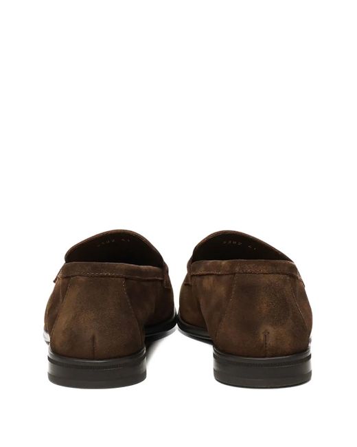 Doucal's Brown Penny-Strap Suede Loafers for men