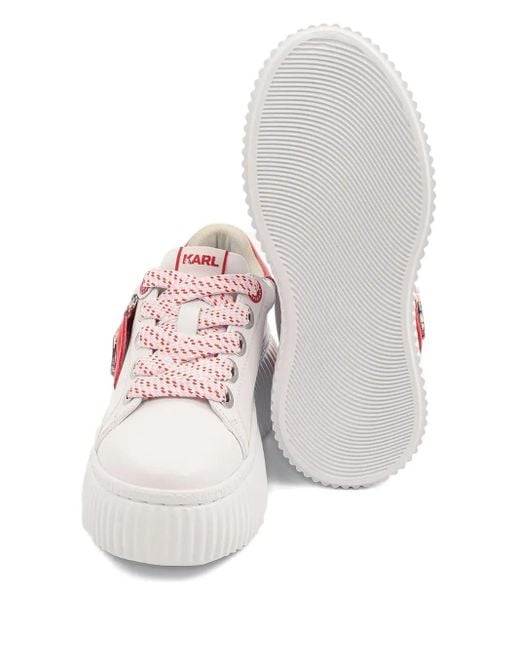 Karl Lagerfeld White Logo-Charm Sneakers