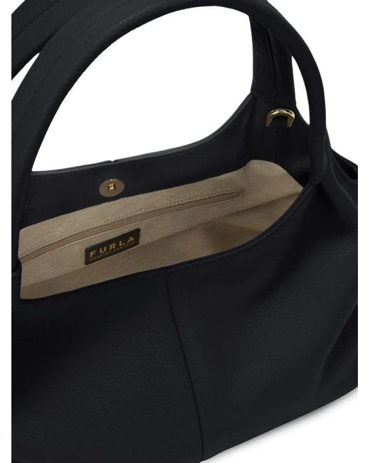 Furla Black Medium Planeta Logo-Plaque Shoulder Bag