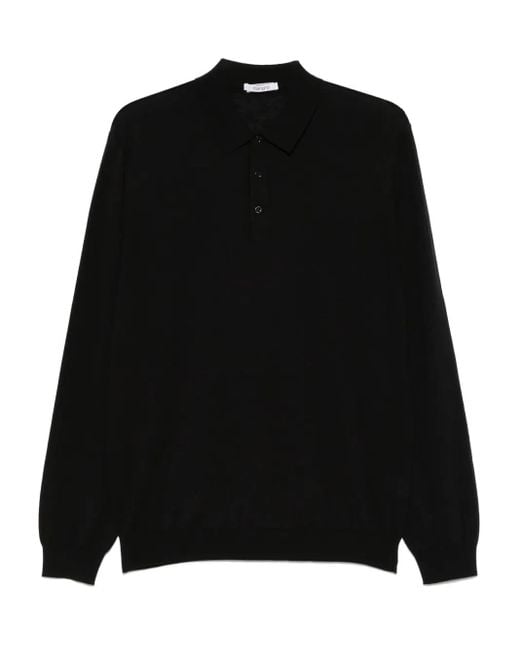 Kangra Fein Gestricktes Poloshirt in Black für Herren