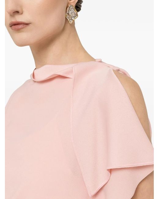 Nissa Pink A-Line Ruffle Midi Dress