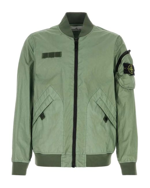 メンズ Stone Island コンパスバッジ ボンバージャケット Green