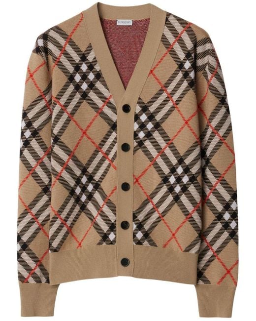 Burberry Brown Vintage Check Wool-blend Cardigan for men