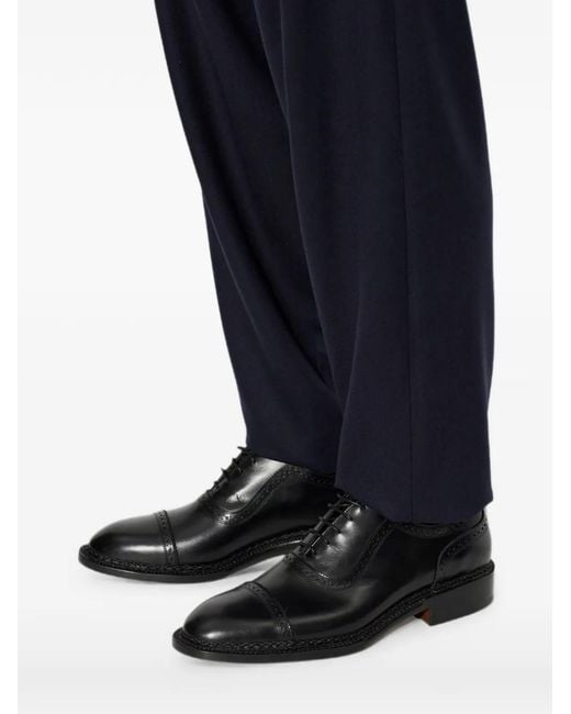 Kiton Black Brogue-Detail Lace-Up Oxford Shoes for men