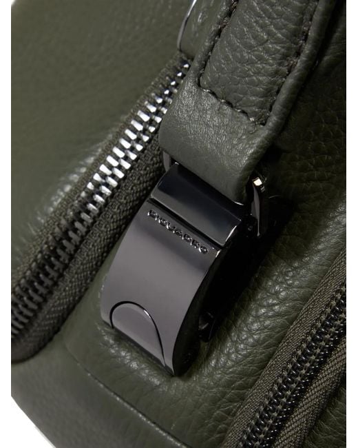 Piquadro Green Grained Leather Backpack for men