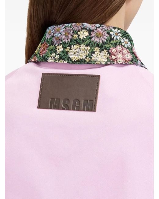 Chaqueta Corta Con Cuello Floral MSGM de color Pink