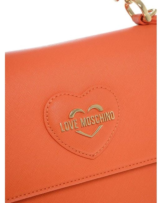 Moschino Orange Logo-Plaque Top-Handle Bag