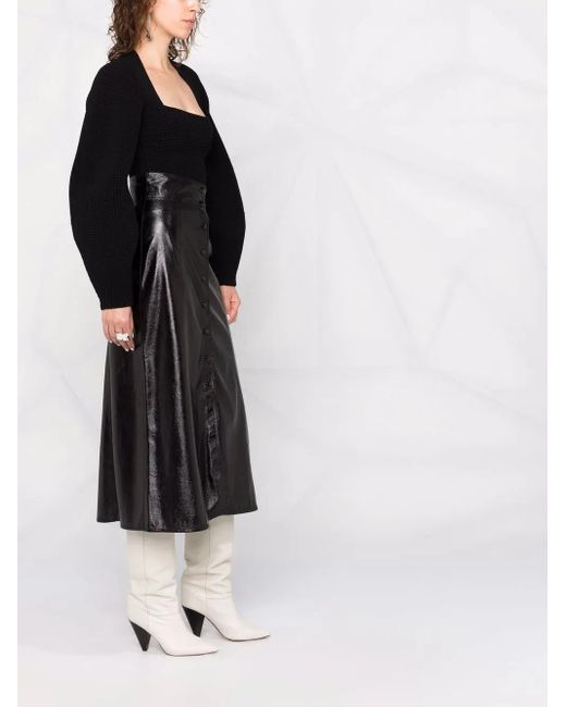 Isabel Marant Black Baxomili Faux Leather Midi Skirt