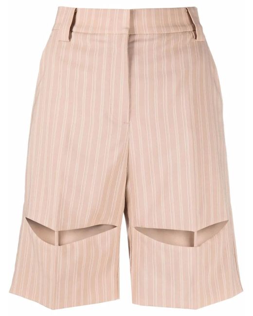 Krizia Natural Pinstripe Bermuda Shorts