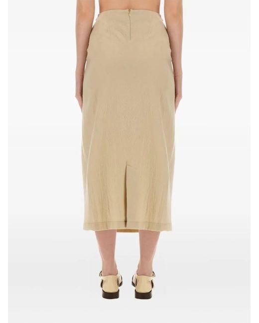 Alysi Natural Wrap-Effect Midi Skirt