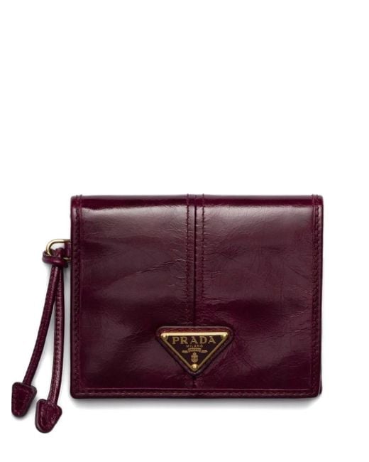 Prada Purple Patent-Leather Logo-Plaque Wallet