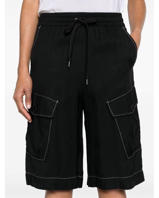 Pinko Black Drop-crotch Cargo Shorts