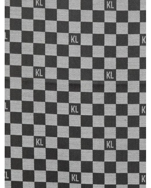 Karl Lagerfeld White Check-Pattern Wool Scarf for men