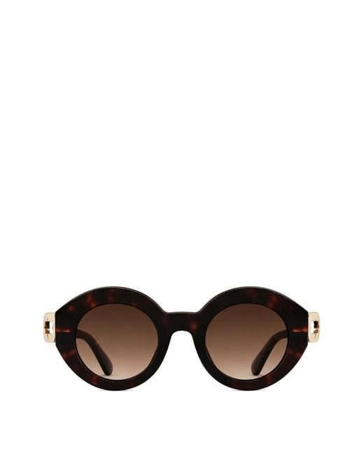 Furla Black Tortoiseshell-Effect Round-Frame Sunglasses