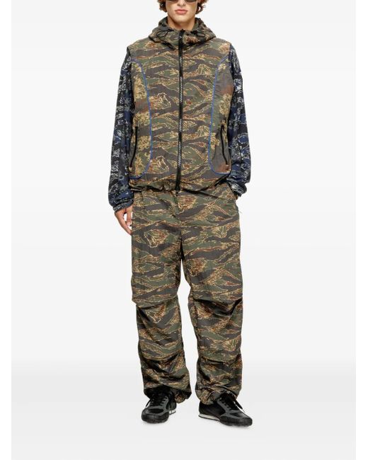 DIESEL Green Graphic-Print Trousers for men