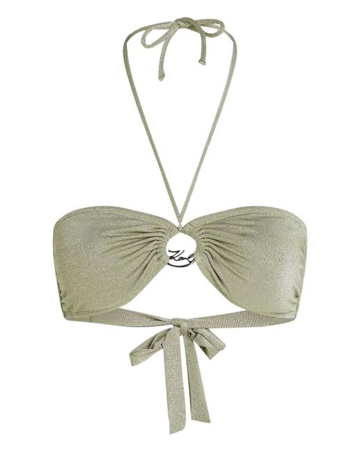 Karl Lagerfeld ロゴリング ビキニトップ Green