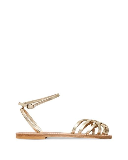 K. Jacques Metallic Danaens Cage-Strap Leather Flat Sandals