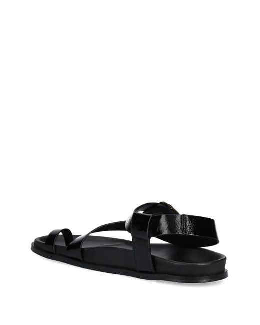 Alohas Black Leather Flat Sandals