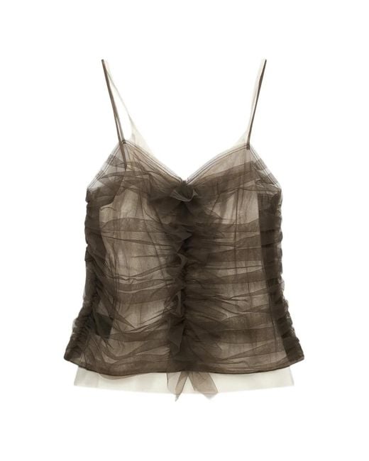 Renaissance Renaissance Brown Deedee Ruffled Camisole Top