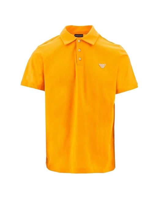 Emporio Armani Yellow Logo-Plaque Polo Shirt for men