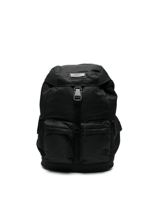Juun.J Black Buckle-Detail Backpack