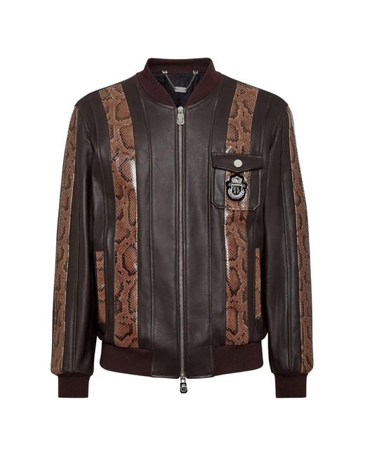 Billionaire Bomberjack Met Python-Effect in het Brown voor heren