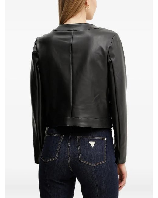 Guess Black Decorative-Button Cropped Jacket