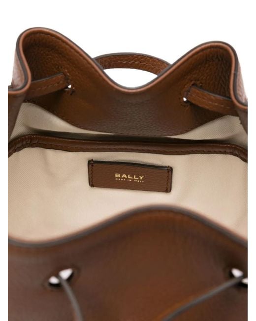 Bally Brown Drawstring Leather Bucket Bag