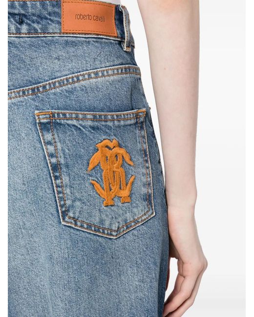 Roberto Cavalli Blue High-Rise Wide-Leg Jeans