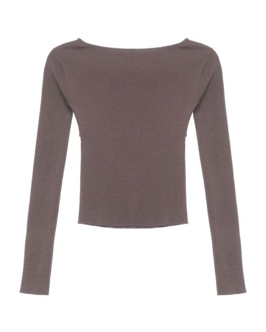 Low Classic Brown Boat-neck Knit Top
