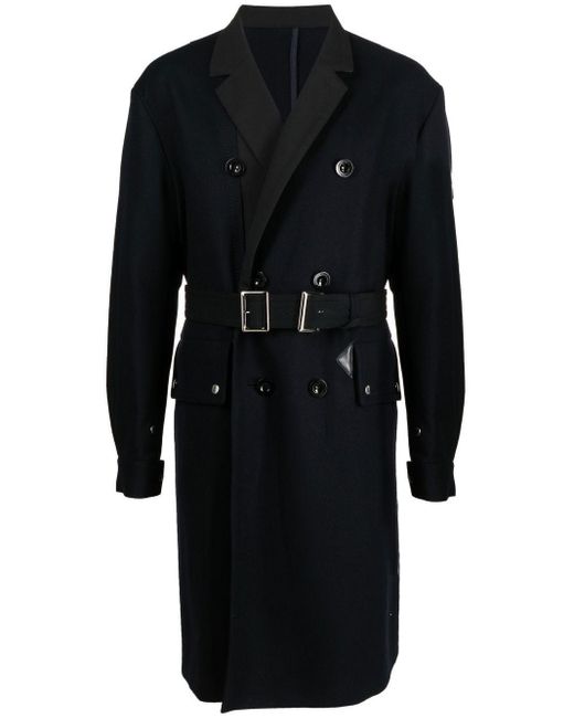 Forever 21 Men's Notched Double-Breasted Coat - Brushed Fabric Long Coat With Slanted Pockets