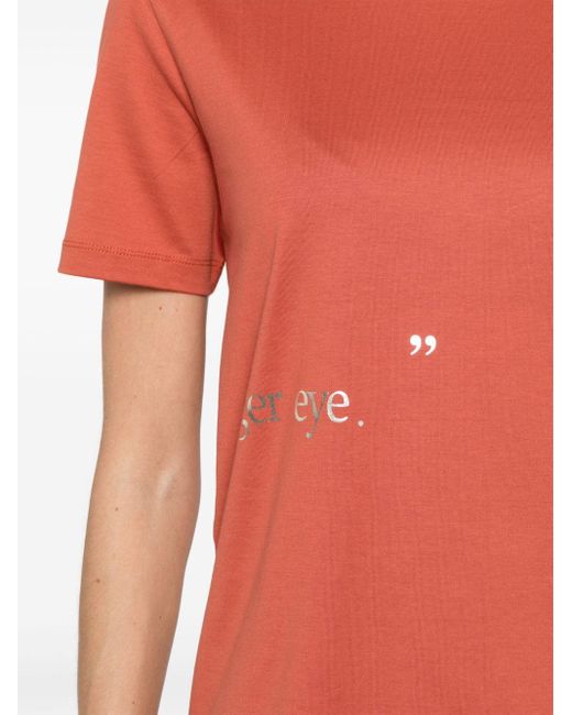 Max Mara Orange Slogan-print Cotton T-shirt