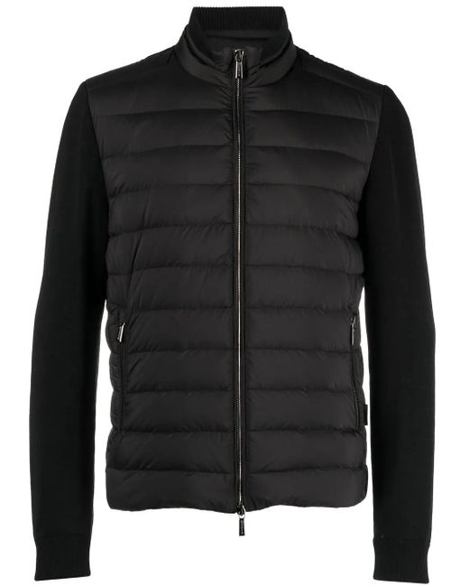 Moorer Black Padded Zip-Up Down Gilet for men