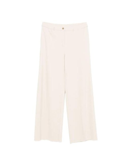 Marina Rinaldi White Segale Button-Fastening Palazzo Pants