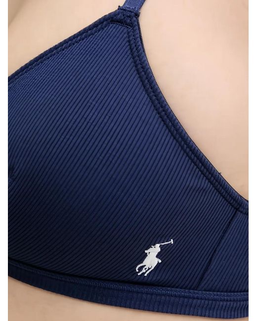Polo Ralph Lauren Blue Ribbed-Knit Triangle Bra