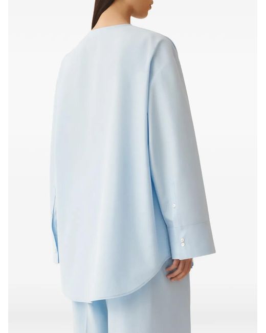Fabiana Filippi Blue Keyhole Long-Sleeve Top