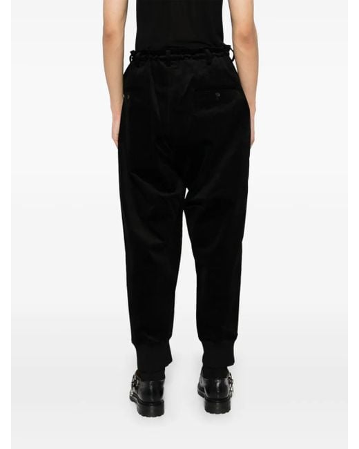 Yohji Yamamoto Black Velvet Tapered Trousers for men