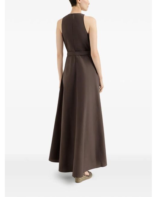 Brunello Cucinelli Brown Techno Cotton Poplin Belted Dress