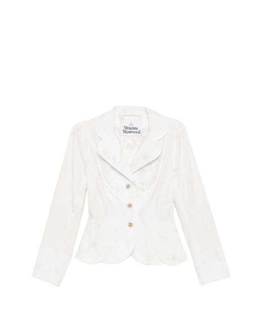 Vivienne Westwood White Veste Boutonnée À Fleurs Brodées