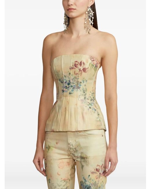 Ralph Lauren Natural Haut À Bretelles Et Fleurs