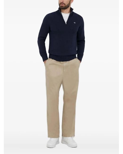 Gant Trui Met Geborduurd Logo in het Blue voor heren