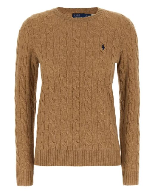 Polo Ralph Lauren Cable-knit Crew-neck Sweater Brown