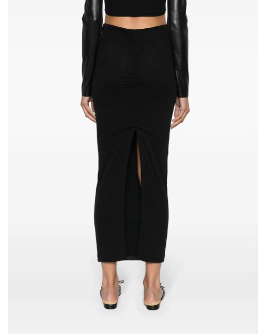 Nanushka Black Hester Ruched-Detail Midi Skirt