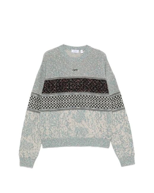 Off-White c/o Virgil Abloh Gray Arrows Intarsia-Knit Sweater for men
