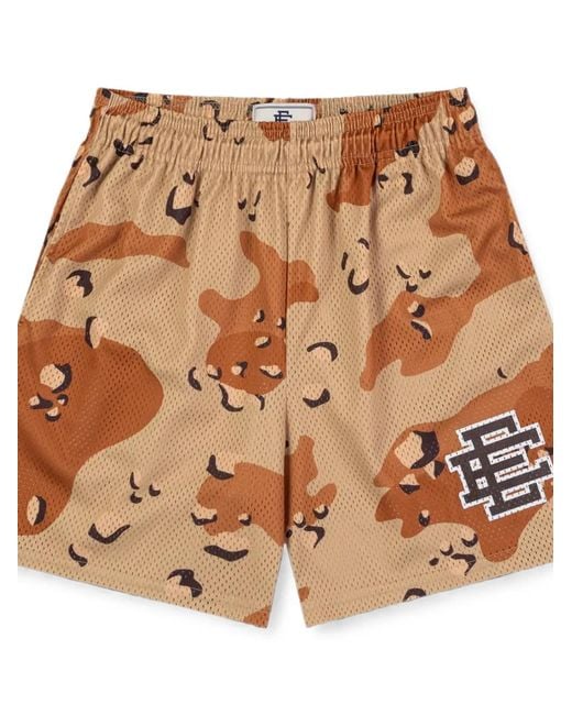 Eric Emanuel Brown Ee Basic Camo-Print Mesh Shorts for men