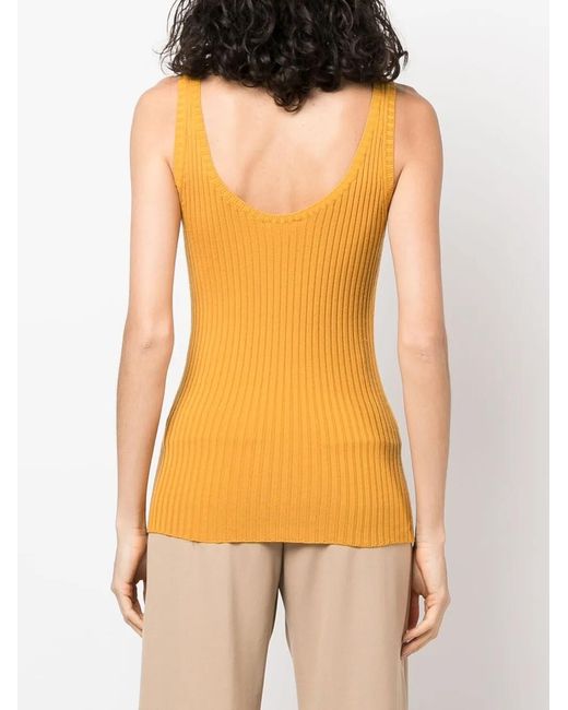 Chloé Yellow Rib Knit Tank Top